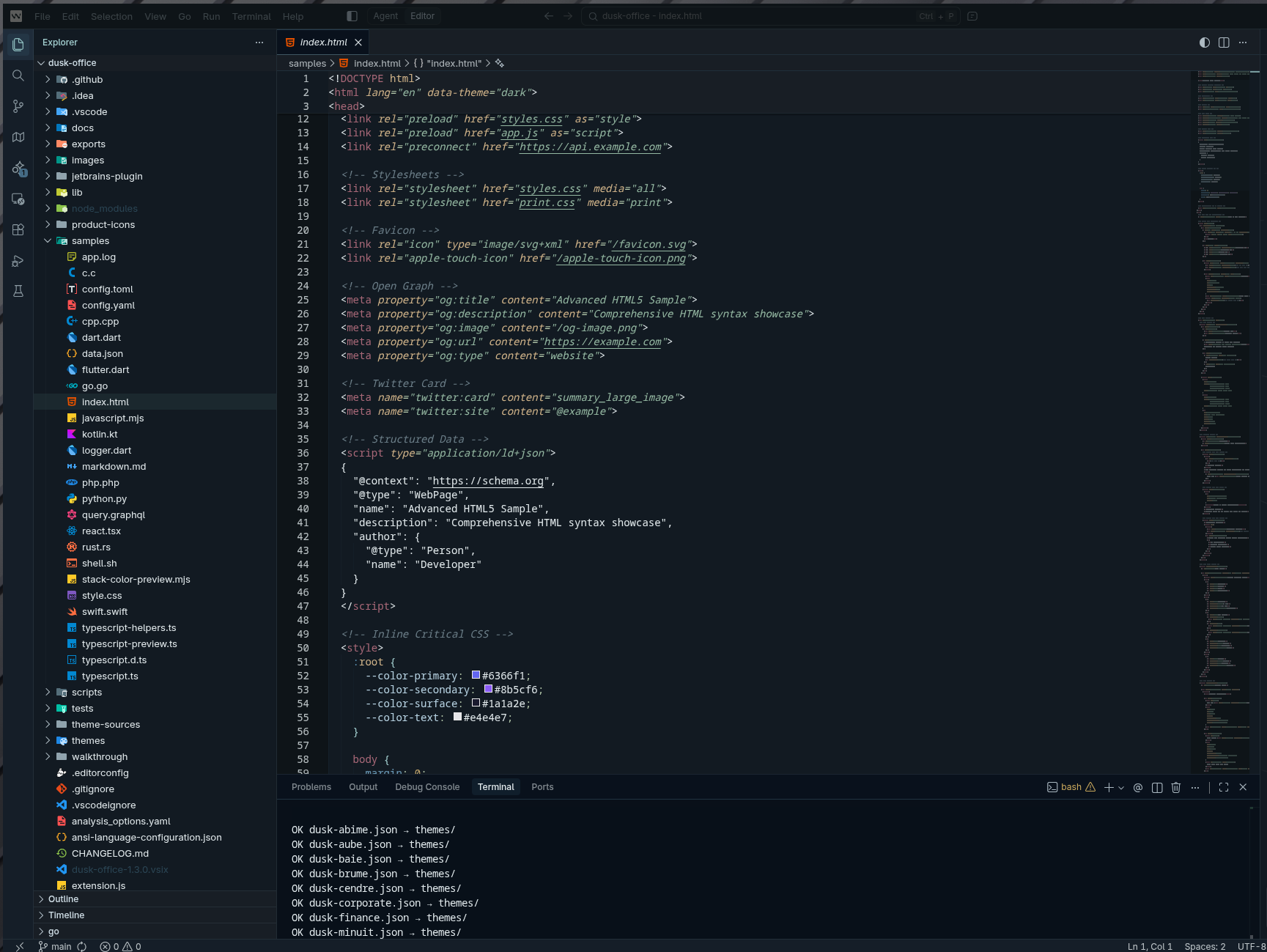Dusk Office Light — daytime light theme
